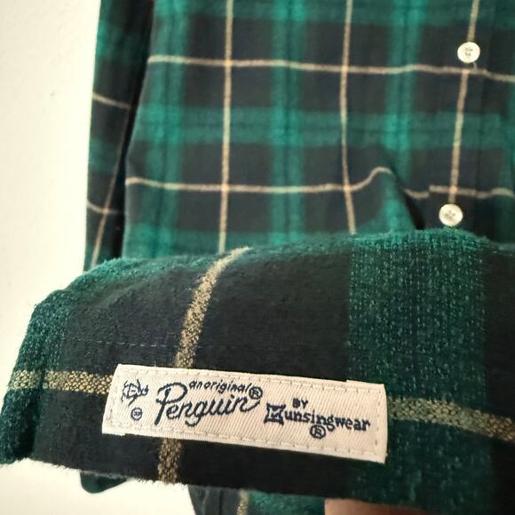 Penguin Munsingwear Men's Green Plaid Button Down Long Sleeve Shirt Large - Picture 11 of 14